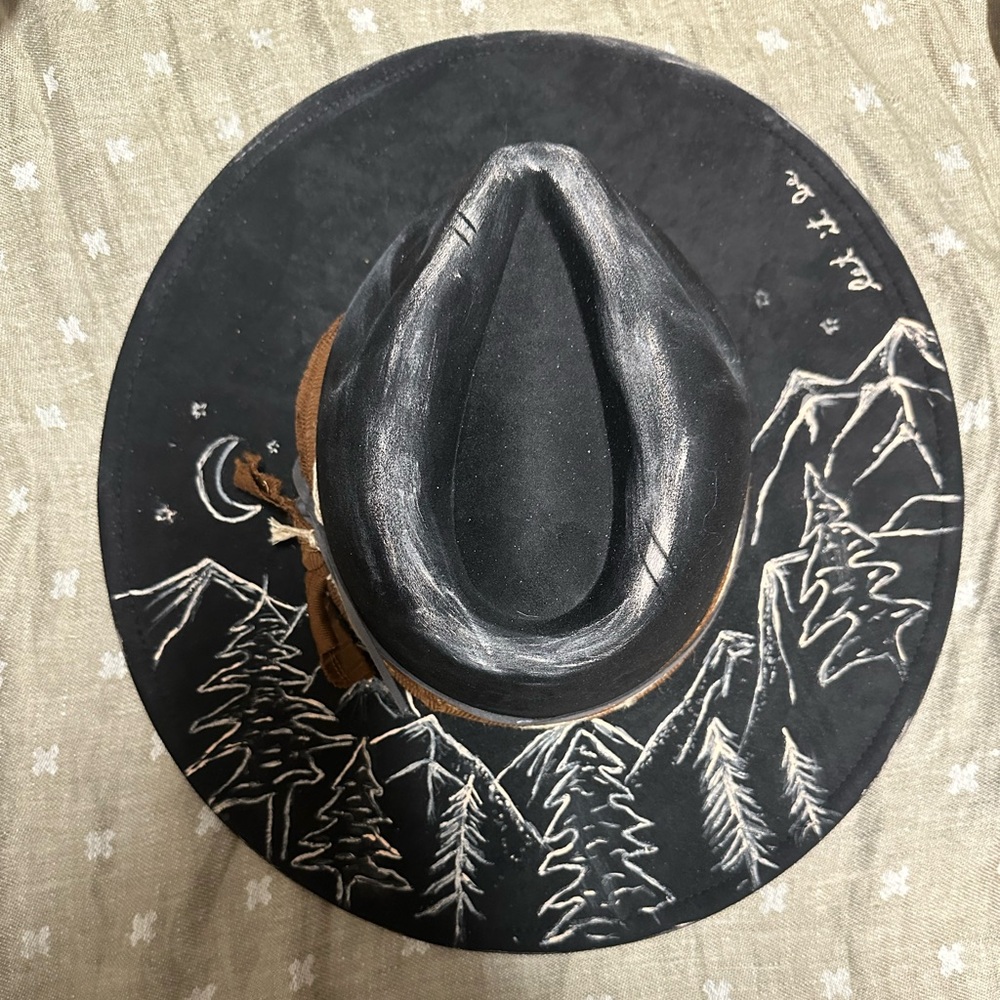 Black Hat with Mountain Design